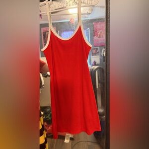 Art Class Red Ribbed girls dress with White Trim NWOT size 8M